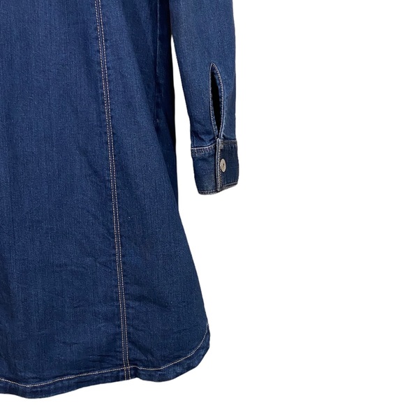 INC LONG BLUE WASH DENIM/JEAN BUTTON-UP COLLARED JACKET, LONG SLEEVED, SIZE 4 - Picture 6 of 8
